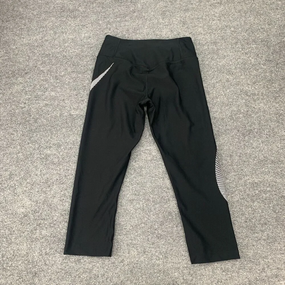 Nike Dri Fit Leggings Womens XS Extra Small Black Graphic Capris Stretch Cropped
